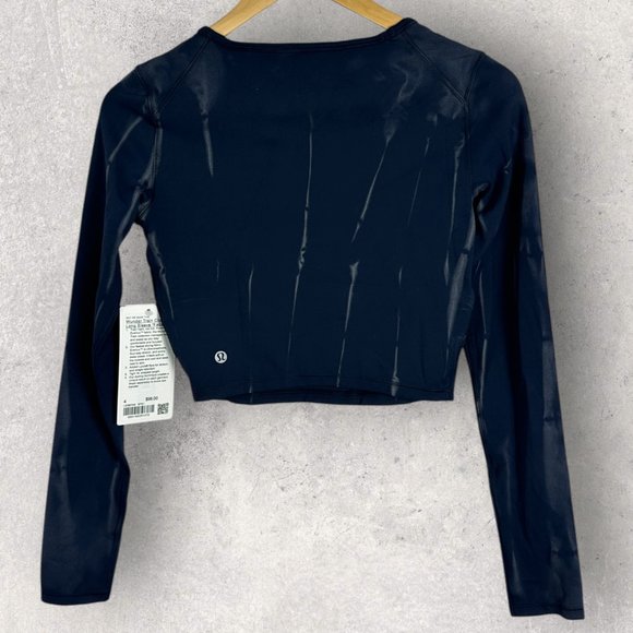 NWT Lululemon Wunder Train Cropped Long Sleeve Shirt Navy Womens Size 4 Top Blue - Picture 5 of 16